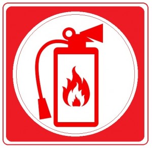 Fire extinguisher icon. Flat fire safety - for stock