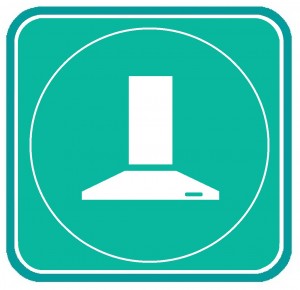 Range hood flat design long shadow icon. Extractor hood. Vector silhouette symbol