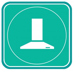 Range hood flat design long shadow icon. Extractor hood. Vector silhouette symbol